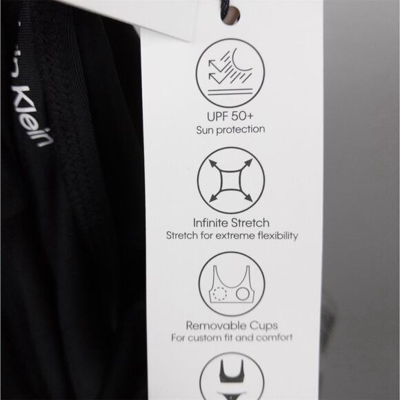 Calvin‎ Klein Black One Piece Swimsuit Size XL Tie Back Infinite Stretch V Neck - Picture 15 of 15